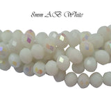 Milky White AB PER LINE 8MM FACETED OPAQUE RONDELLE SHAPED CRYSTAL BEADS