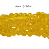 Yellow Transparent PER LINE 8MM FACETED OPAQUE RONDELLE SHAPED CRYSTAL BEADS