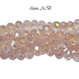 Pink AB PER LINE 8MM FACETED OPAQUE RONDELLE SHAPED CRYSTAL BEADS