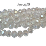 Clear White AB PER LINE 8MM FACETED OPAQUE RONDELLE SHAPED CRYSTAL BEADS