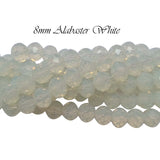Alabaster White  PER LINE 8MM FACETED OPAQUE RONDELLE SHAPED CRYSTAL BEADS