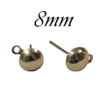 10 PIECES PACK' 8MM Round Half Ball Studs Post Earring Findings