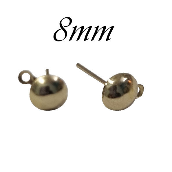 14K Gold Plated Stainless Steel Ball Earrings.Wholesale - 925Express