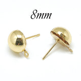 10 PIECES PACK' 8MM Round Half Ball Studs Post Earring Findings