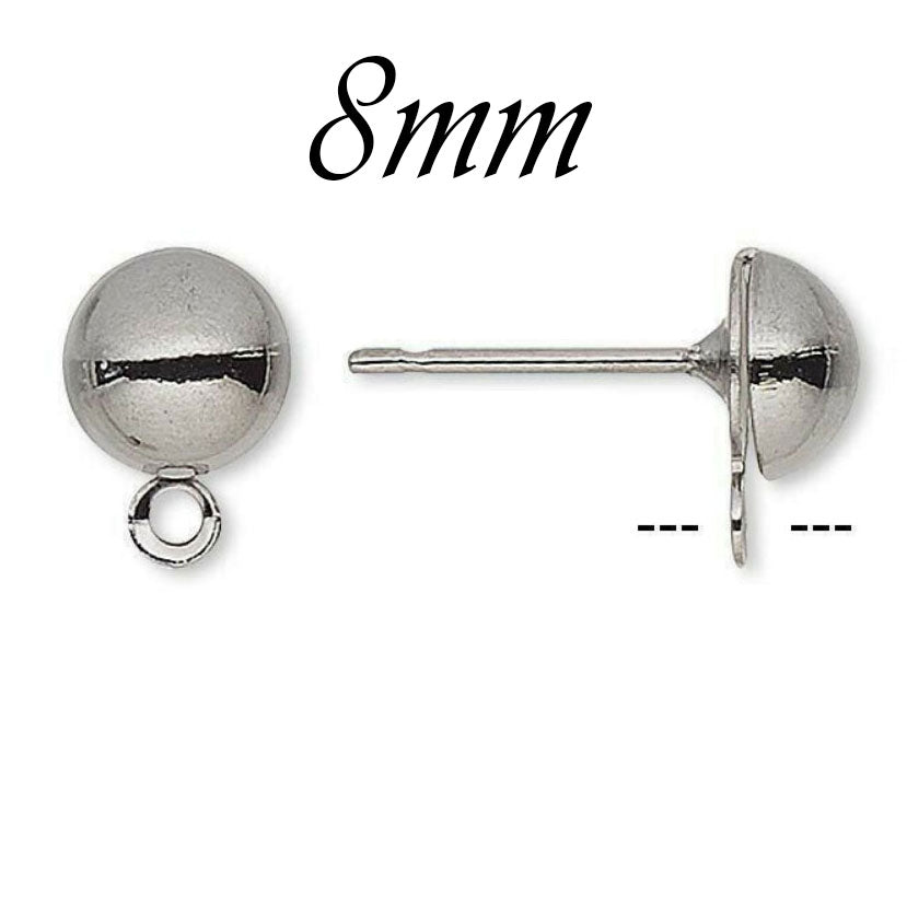 Bead Ball Stud Earrings in Sterling Silver 8mm - Yahoo Shopping