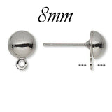 10 PIECES PACK' 8MM Round Half Ball Studs Post Earring Findings