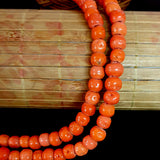 10x8mm Coral Color Handmade Glass Trade Beads,  48~50 Beads in one Strand, Hole size about 3 to 4mm