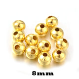 100 PCS PACK 8MM ROUND Gold SPACER BALL BEADS SOLD PER PACK OF 100 PCS