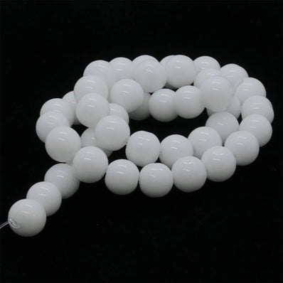 8mm White, 2 lines/strings Fine quality imported smooth round Glass beads for jewelry making