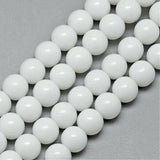 8mm White, 2 lines/strings Fine quality imported smooth round Glass beads for jewelry making