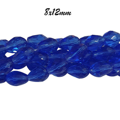 8X12MM, CRYSTAL DROP 8X12MM LARGER SIZE SOLD PER STRAND, ABOUT 60 BEADS