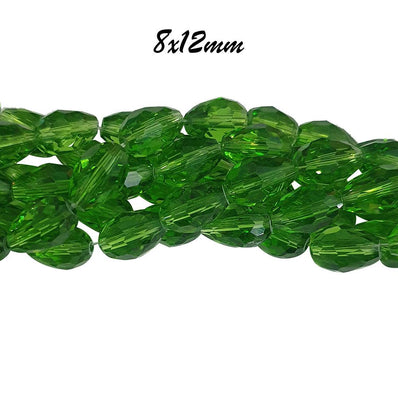 8X12MM, CRYSTAL DROP 8X12MM LARGER SIZE SOLD PER STRAND, ABOUT 60 BEADS