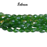 8X6 MM, CRYSTAL DROP 8X12MM LARGER SIZE SOLD PER STRAND, ABOUT 70-72 BEADS