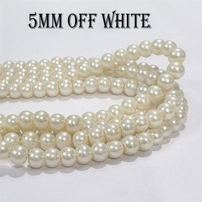 5mm Glass Beads Pearl Sold Per Strand of 30~32" About 180 Beads