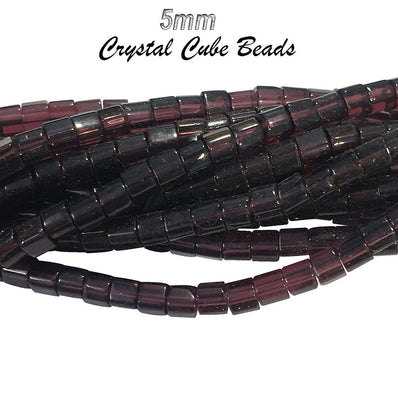 5 Line/ Strands, 5mm Size, Crystal Cube glass beads, 1 strand/Line approx 16" Inches, approx 86 beads
