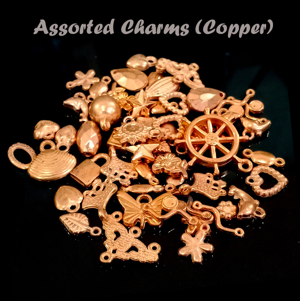 ACRYLIC LIGHT WEIGHT ASSORTED CHARMS, SOLD PER PACK OF 50 PCS (Copper)