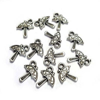 Umbrella Silver Oxidized Antique, Acrylic Plastic Materials beautiful charms for bracelets Jewelry Making (40 Pcs)