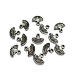Hand Fan  Silver Oxidized Antique, Acrylic Plastic Materials beautiful charms for bracelets Jewelry Making (40 Pcs)