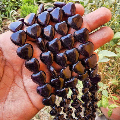 AGATE ' 15 MM HEART SHAPED' SUPER QUALITY SOLD BY PER LINE' 25 PIECES APPROX