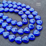 AGATE ' 14 MM HEART SHAPED' SUPER QUALITY SOLD BY PER LINE' 27-28 PIECES APPROX