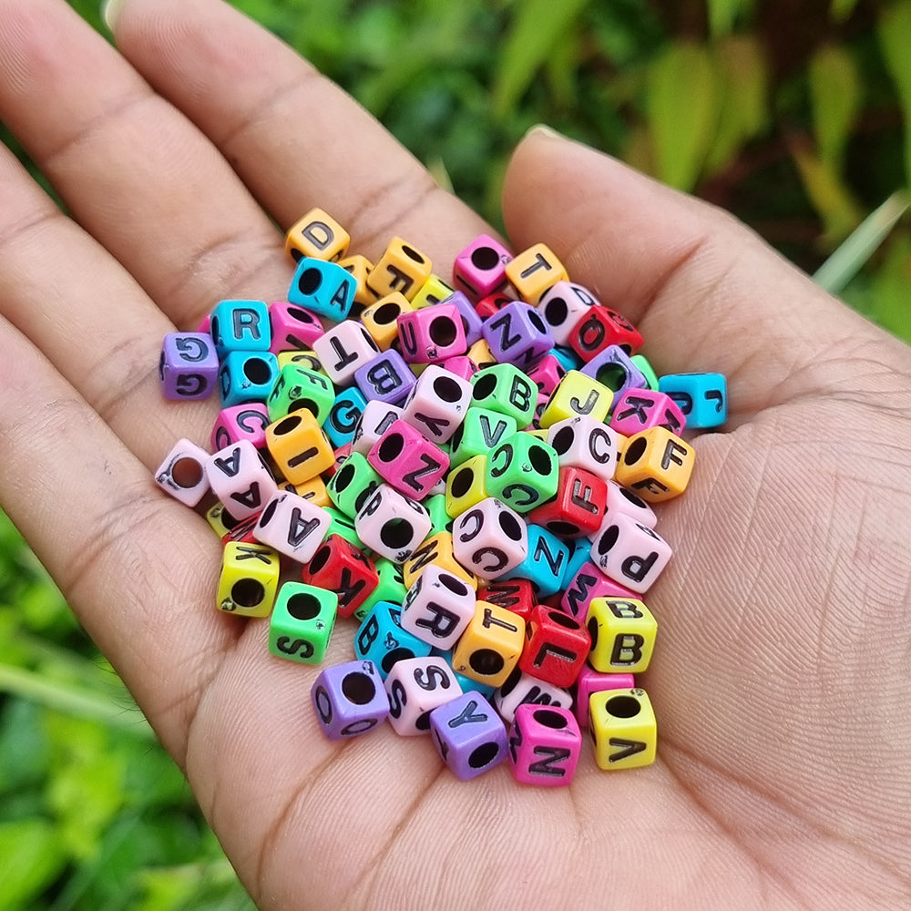 200 Beads 8 Mm Acrylic Square Cube Alphabet Letter Beads For