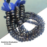 AA QUALITY' Ametrine Graduation ' SEMI-PRECIOUS BEADS, SOLD BY STRAND ABOUT 9.5" ABOUT (47-48) BEADS' SIZE 5-14MM APPROX