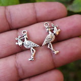 10 PIECES PACK' SILVER OXIDIZED BIRD AND ANIMAL CHARMS' 15X16 MM USED DIY JEWELLERY MAKING