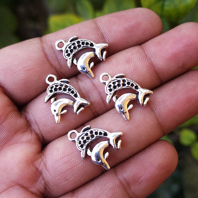 10 PIECES PACK' SILVER OXIDIZED BIRD AND ANIMAL CHARMS' 16x12MM USED DIY JEWELLERY MAKING