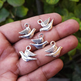 10 PIECES PACK' SILVER OXIDIZED BIRD AND ANIMAL CHARMS' 11x16 MM USED DIY JEWELLERY MAKING