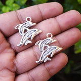 6 PIECES PACK' SILVER OXIDIZED BIRD AND ANIMAL CHARMS' 27x16 MM USED DIY JEWELLERY MAKING