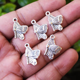 10 PIECES PACK' SILVER OXIDIZED BIRD AND ANIMAL CHARMS' 20x13 MM USED DIY JEWELLERY MAKING