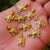10 PIECES PACK' GOLD OXIDIZED TORTOISE CHARMS' 24x11 MM USED DIY JEWELLERY MAKING