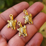 10 PIECES PACK' GOLD OXIDIZED TORTOISE CHARMS' 24x11 MM USED DIY JEWELLERY MAKING