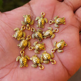 10 PIECES PACK' GOLD OXIDIZED TURTLE CHARMS' 17x8 MM USED DIY JEWELLERY MAKING