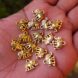 10 PIECES PACK' GOLD OXIDIZED ELEPHANT CHARMS' 14x13 MM USED DIY JEWELLERY MAKING