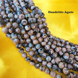 8MM, DENDRITIC AGATE ' SEMI PRECIOUS BEADS JEWELRY MAKING, NATURAL AND AUTHENTIC GEMSTONE BEADS' 46-47 BEADS