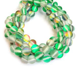 8mm Round , MYSTIC AURA QUARTZ BEADS, MATTE HOLOGRAPHIC BEADS, SOLD PER LINE ABOUT 48 BEADS