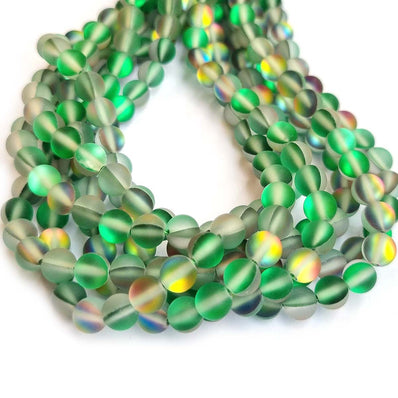 6mm Round , MYSTIC AURA QUARTZ BEADS, MATTE HOLOGRAPHIC BEADS, SOLD PER LINE ABOUT 60 BEADS