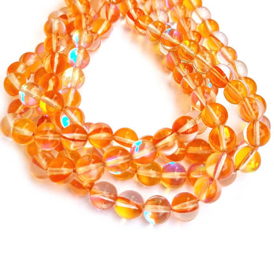 8mm Round , MYSTIC AURA QUARTZ BEADS, Shiny HOLOGRAPHIC BEADS, SOLD PER LINE ABOUT 48 BEADS