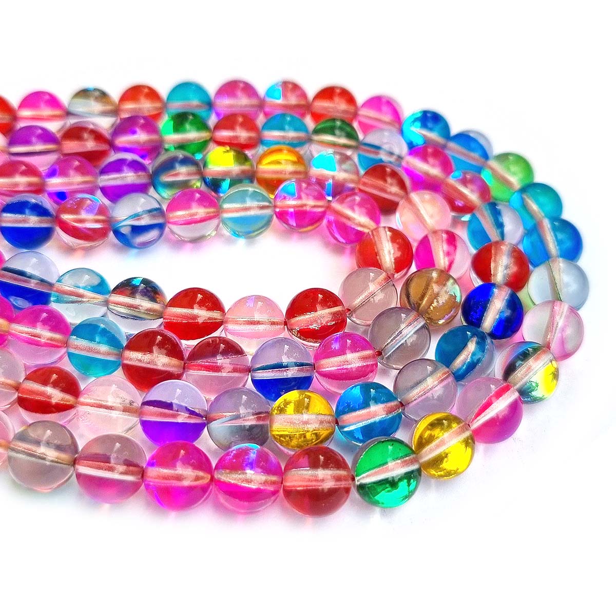 6mm Matte Mystic Aura Quartz Beads, Moonstone Beads, Holographic Gemstone  Smooth Round Loose Beads, Iridescent Beads, GRN065 - BeadsCreation4u