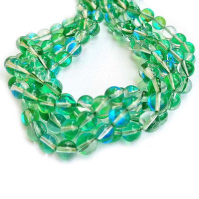 8mm Round , MYSTIC AURA QUARTZ BEADS, Shiny HOLOGRAPHIC BEADS, SOLD PER LINE ABOUT 48 BEADS