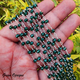 1 METER PACK' SILVER POLISHED BEADED CRYSTAL GLASS BEADS CHAIN FOR JEWELRY MAKING