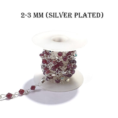 1 METER PACK' GLASS BEADS CHAIN ' SILVER PLATED