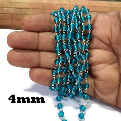 2 Meter Pack 'Glass Beads Chain' Silver Plated