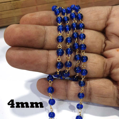 2 Meter Pack 'Glass Beads Chain' Gold Plated