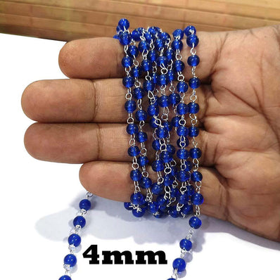 2 Meter Pack 'Glass Beads Chain' Silver Plated