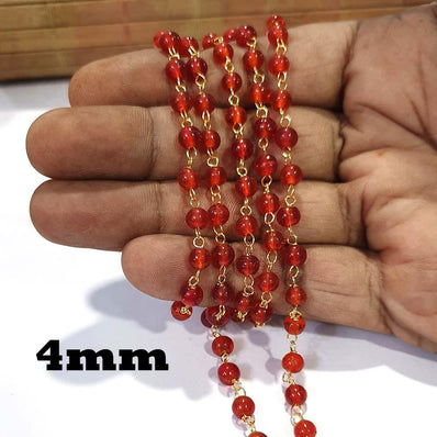 2 Meter Pack 'Glass Beads Chain' Gold Plated