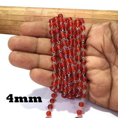 2 Meter Pack 'Glass Beads Chain' Silver Plated