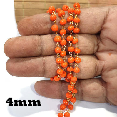 2 Meter Pack 'Glass Beads Chain' Gold Plated