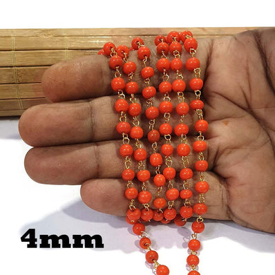 2 Meter Pack 'Glass Beads Chain' Gold Plated